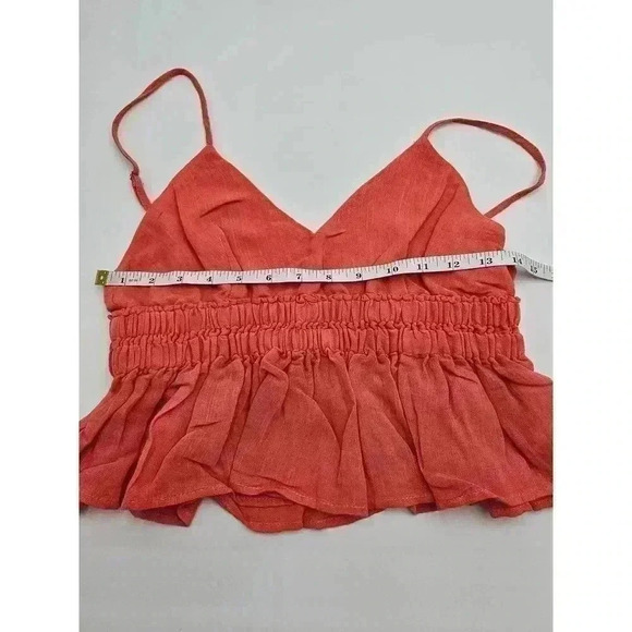 Mod Women's Size S Empire Waist Ruffled Trim Cami in Coral - Picture 5 of 7
